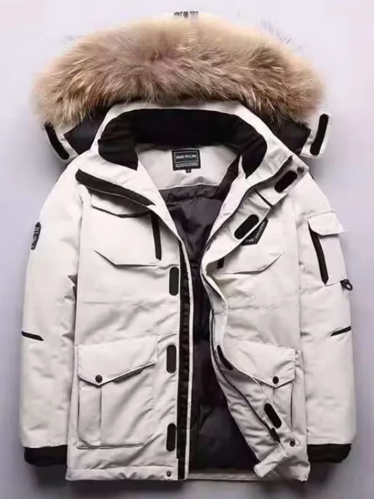 

ex Outdoor Workwear Sle Parka down Jaet High Warmth White Du down Filled Mid-Length Coat with Removable Hood
