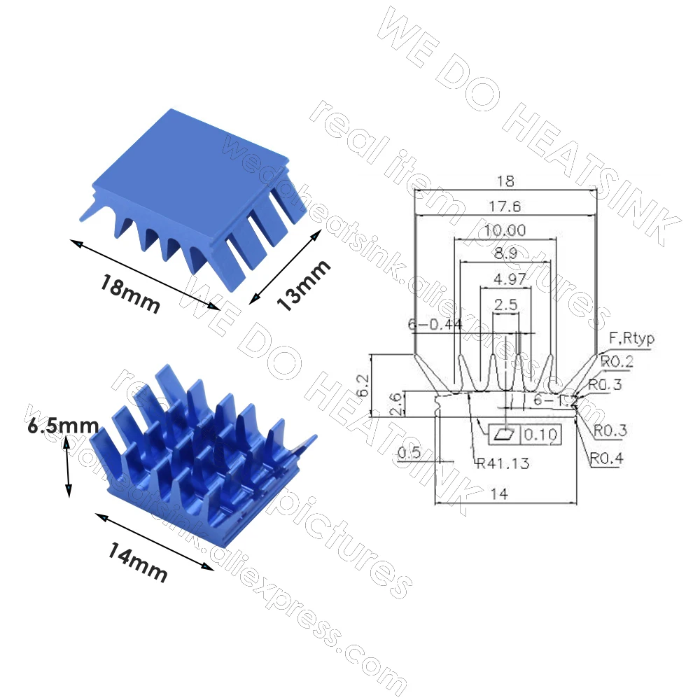 WE DO HEATSINK 13x14x6.5mm Without or With Thermal Pad Spiky Blue Electronic Chip Cooling Radiator Cooler for IC MOSFET SCR