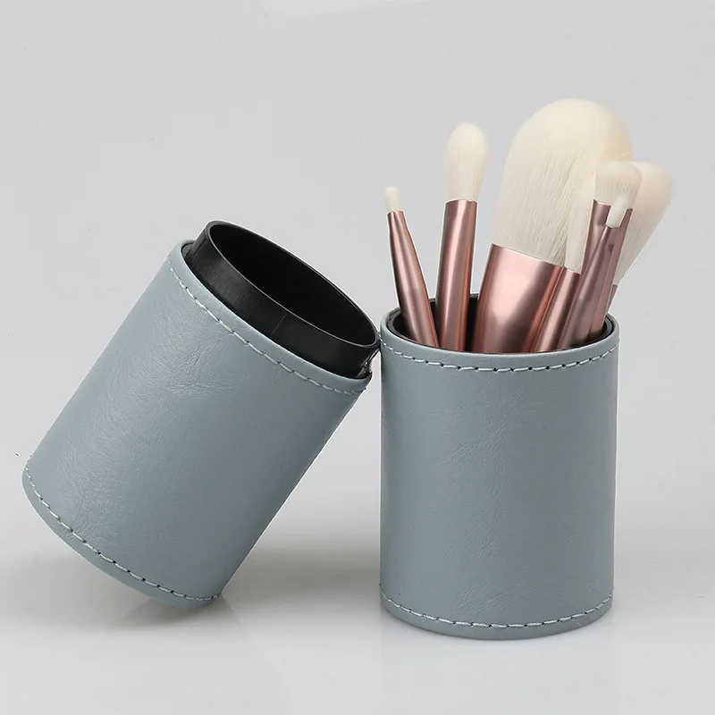 Creative MINI PU Leather Bucket Portable Travel Cosmetic Bag Multi-Function Dust-Proof Waterproof Makeup Brush Storage Box