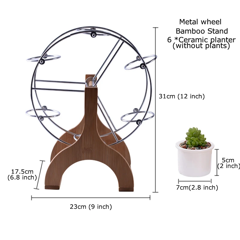 Set of Ferris Wheel Flower Pots White Ceramic Planters for Succulents Plants Cactus Mini Bonsai Pots Home Desktop Decoration