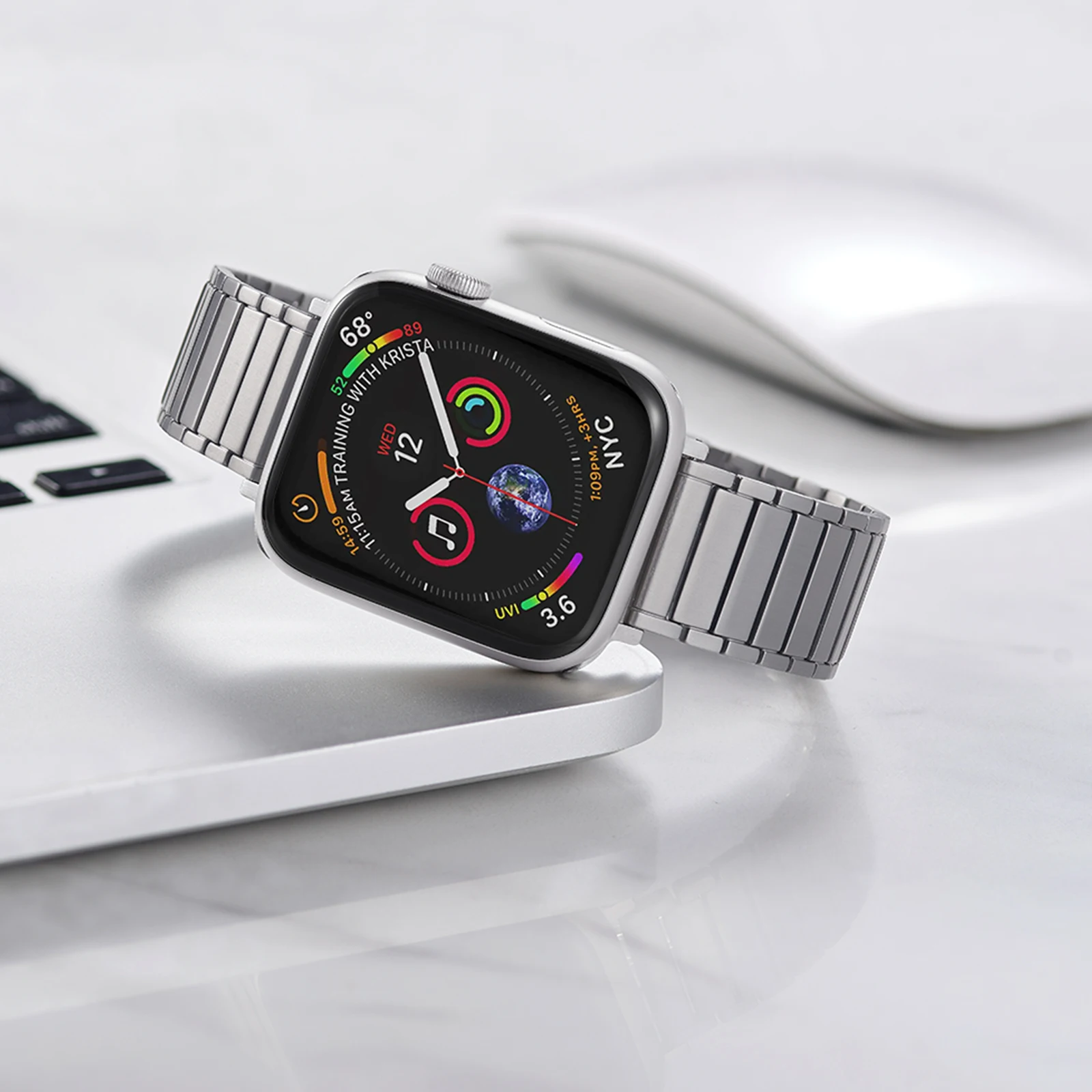 KULUZE Ultra-thin Titanium Neutral strap Compatible Apple iwatch/Replacement Watch Band (Free Gift:1pair Apple watch connectors)