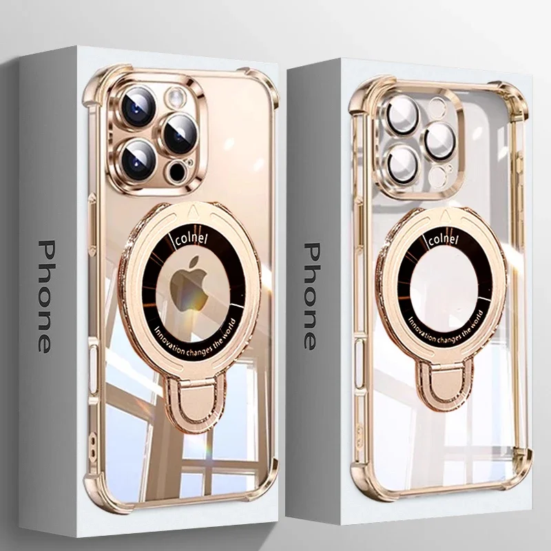 

Чехол Desert Gold Stand Invisible Kickstand для Magsafe для Iphone 15 14 13 12 11 16 Pro Max Plus 16, защитная беспроводная зарядка Co