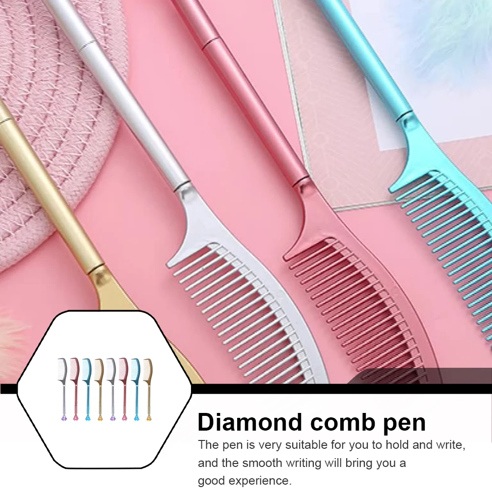 

8pcs Water-based Sign Multi-color Comb Shaped Point Smooth Writing Household Fun for School Office Gift Gel Pen