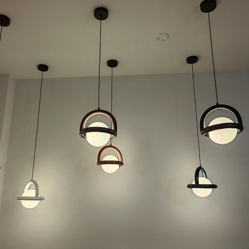 

French Cream Style Bedside Pendant Light Bedroom Single Head Hanging Lamps Bar Led Chandeliers Metal Glass Balloon Lighting