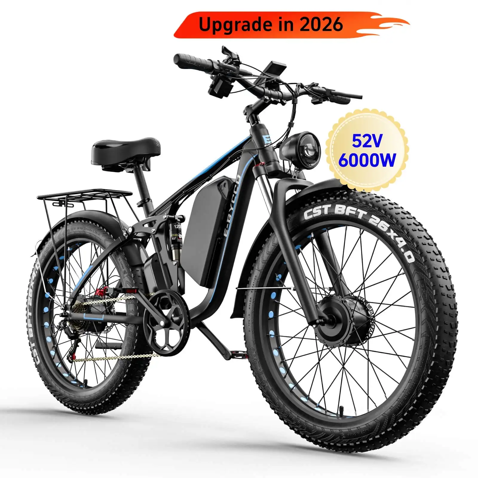 EBYCCO EB7PRO 26 Inch Tire Dual Bike 6000W Off Road Mountain Ebike All Terrain Adult Bicycle