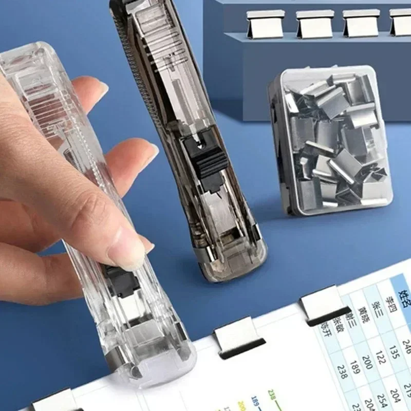 Hand Paper Clipper Metal Stapler Paper Clips For Document Binding Stapler File Office School Student Stationery Not Damage Paper