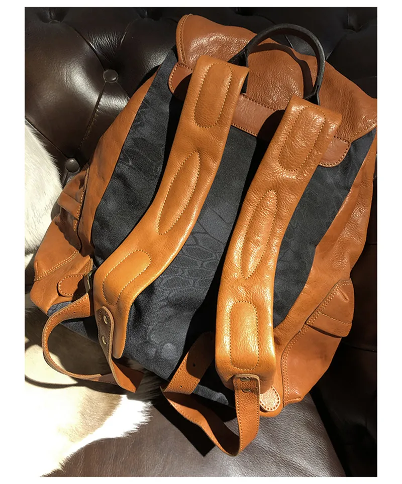 High-quality natural genuine leather men women backpack outdoor travel luxury vintage real cowhide large-capacity laptop bookbag