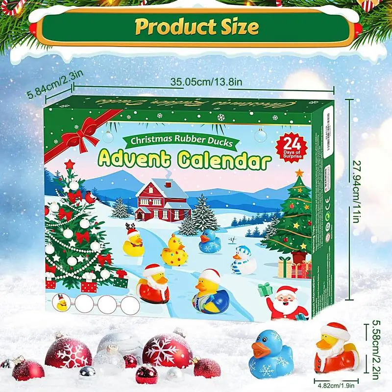 24pcs Rubber Ducks Christmas Advent Calendar Colorful Ducks Bath Toys For Kids 2024 Advent Countdown Calendar For New Year