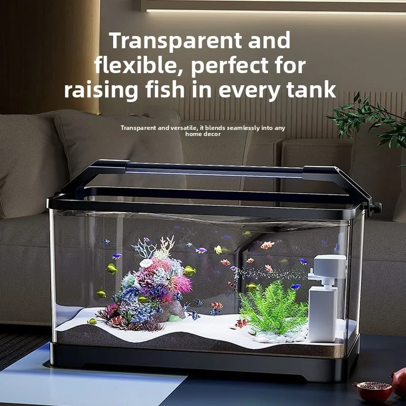 

Mini Desktop Aquarium Ecosystem Landscape Tank - Small Goldfish Bowl for Home & Office Decoration