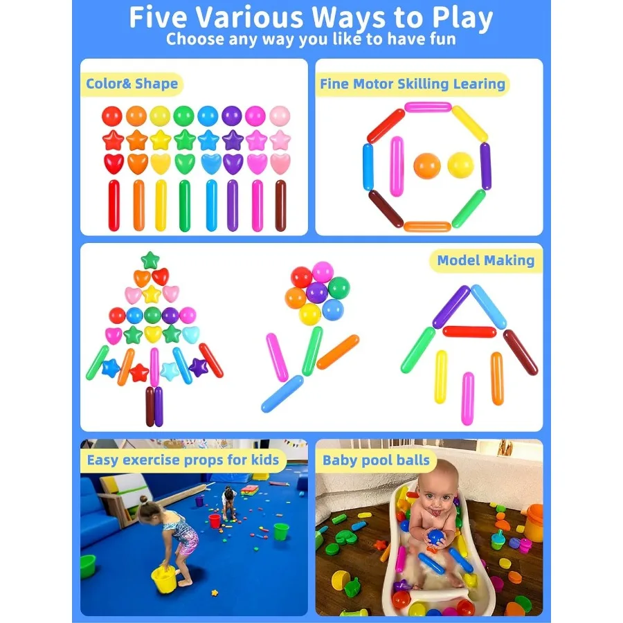 Ball Pit-Bälle für Kleinkinder, bunte 200-Ball Pit-Bälle, zerkleinerungssichere Spielzeugbälle aus Kunststoff für Kleinkinder, Ballgruben, Ballgruben-Spielzelt