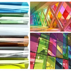 20x30cm 6pcs Bundle Transparent Decorative Window Film Anti UV Colorful Adhesive Vinyl Sheets Glass Film for Festival Home Decor