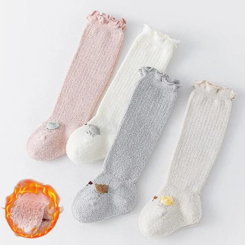 Winter Thick Warm Coral Fleece Baby Stockings Soft Children Knee High Socks Newborn Infant Toddler Boys Girls Thermal Long Socks