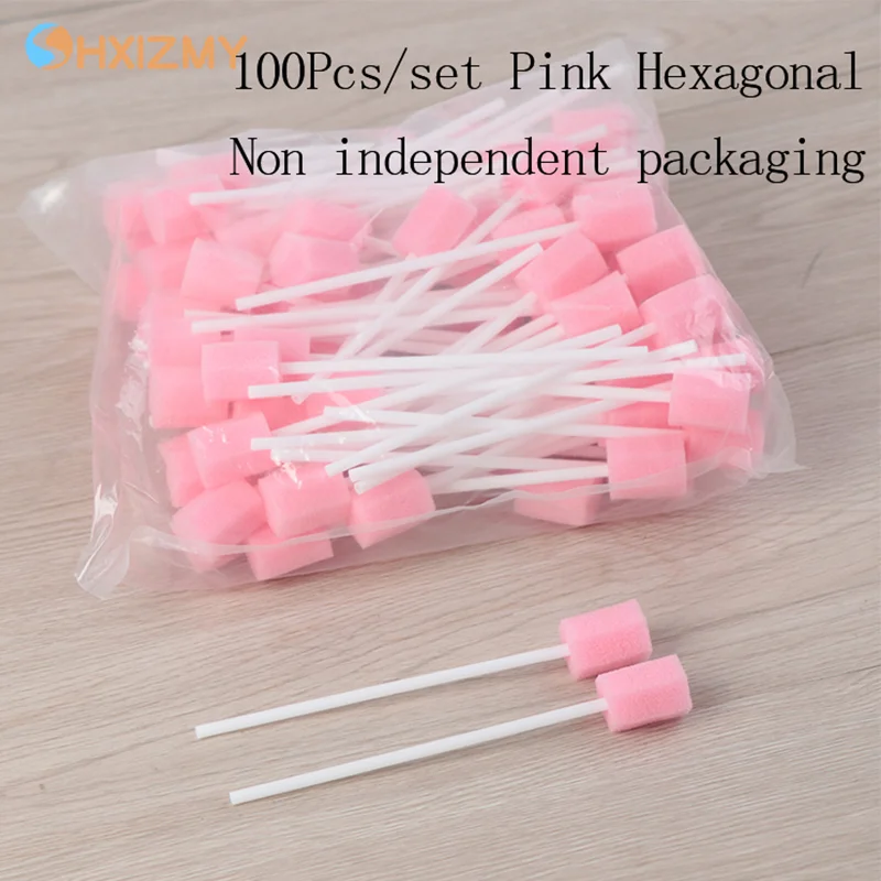 100pcs Disposable Cleaning Cleaner Swab Oral Care Sponge Swab Tooth Cleaning Mouth Swabs With Stick Sponge Head