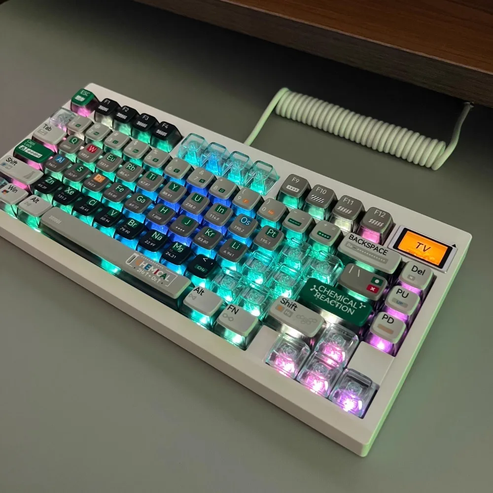 Chemistry Theme Keycap Set PBT Thermal Sublimation Custom Keyboard Cap CBSA Profile Side Translucent KeyCap Keyboard Accessories