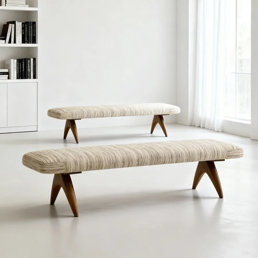 Medieval solid wood shoe stool living room designer retro sofa ottoman bedroom bedside stool