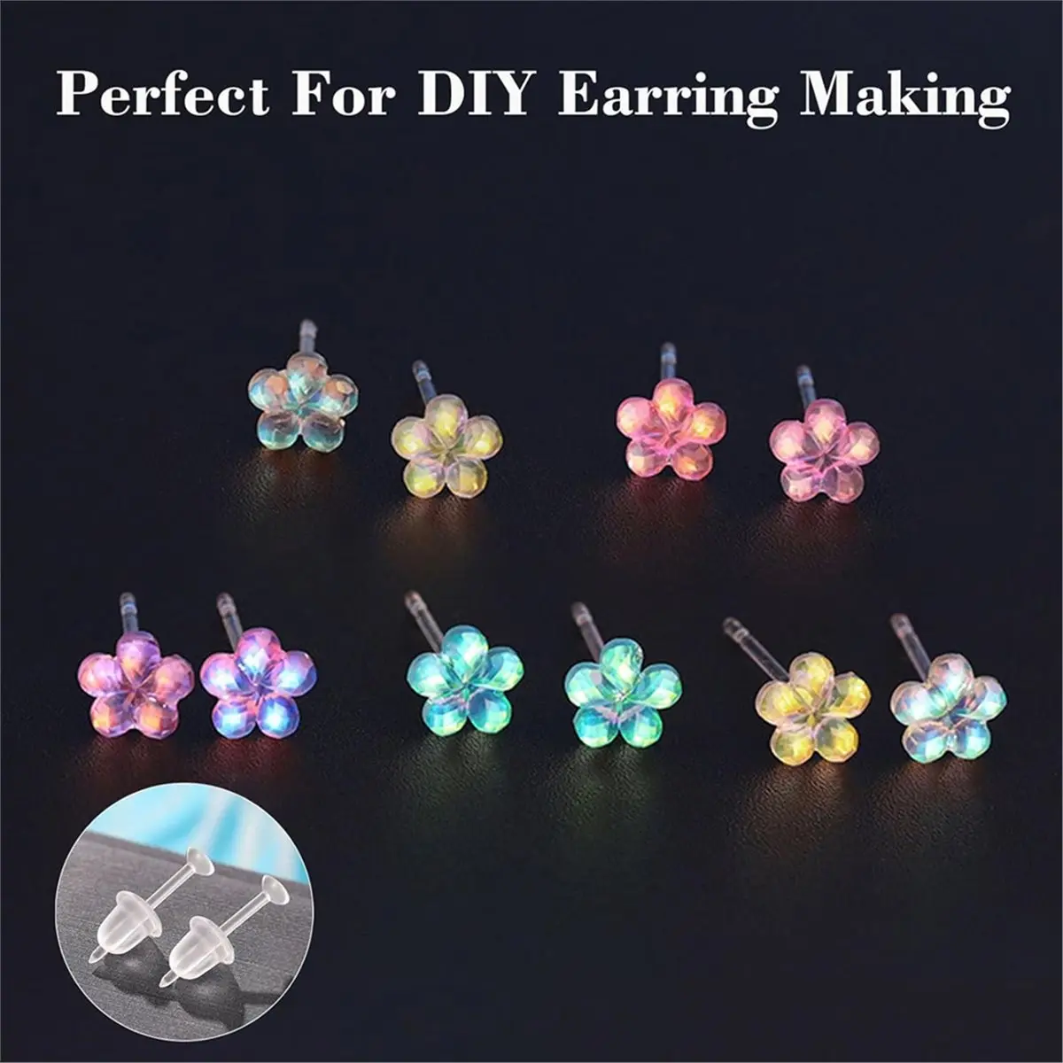 Multi-use Gear Formulated Plastic Earrings, 200 Pieces of Clear Sports Earrings, Clear Plastic Stud Earrings for Sports, Earring