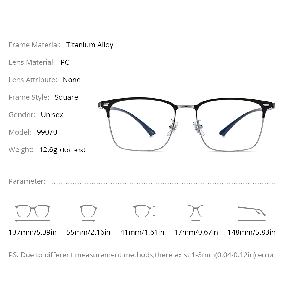 NIANZHEN سبائك التيتانيوم إطار نظارات الرجال مربع العلامة التجارية تصميم النظارات النساء خفيفة الوزن الرجعية نظارات نظارات 99070