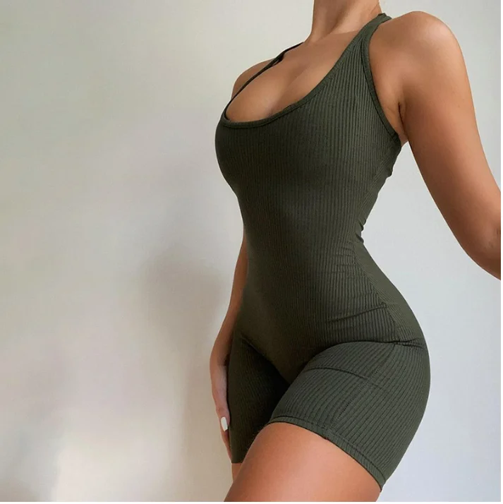 Spicy Girl's Sexy Streetwear Sleeveless Bodycon Jumpsuit V-Type Eco-Friendly Packing