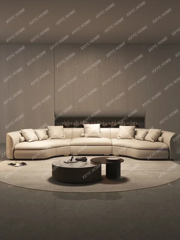 Italian Minimalist Light Luxury Circular Curved  Large Apartment Living Room Special-Shaped Corner