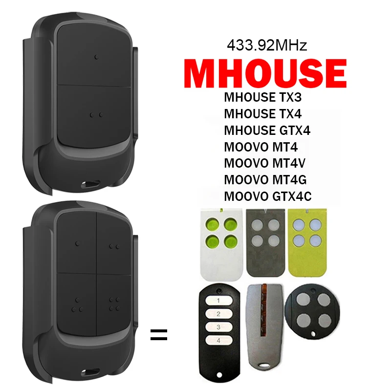 

MHOUSE Remote Control Replicator For Copy MHOUSE GTX4 TX4 TX3 MOOVO MT4 MT4V MT4G GTX4C Garage Door Remote Control 433.92MHz