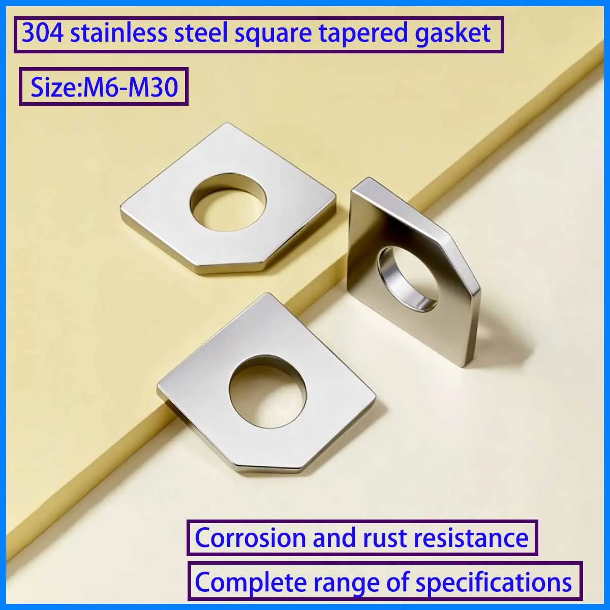 10PCS High Quality Square Bevel Washers 304 Stainless Steel  Square Taper Washers For Slot Section Curtain Wall Pad   M6-M30