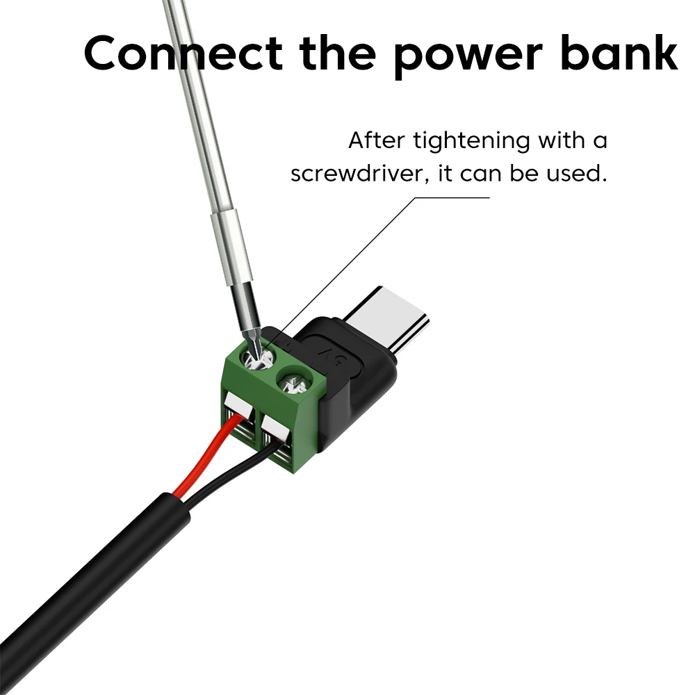 Type C/Micro To 2Pin Adapter 5V Solderless Green Terminal OTG power supply Adapter USB Quick Connector For Mobile Phone Computer