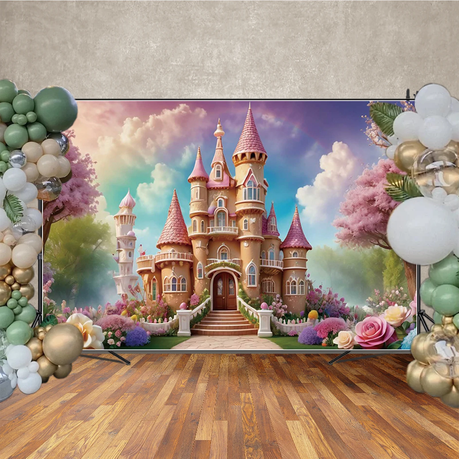 MOON.QG بالون كانديلاند قلعة زينة عيد الميلاد خلفية تيدي بير فراشة خلفية الطفل التصوير الفوتوغرافي استوديو الإمدادات