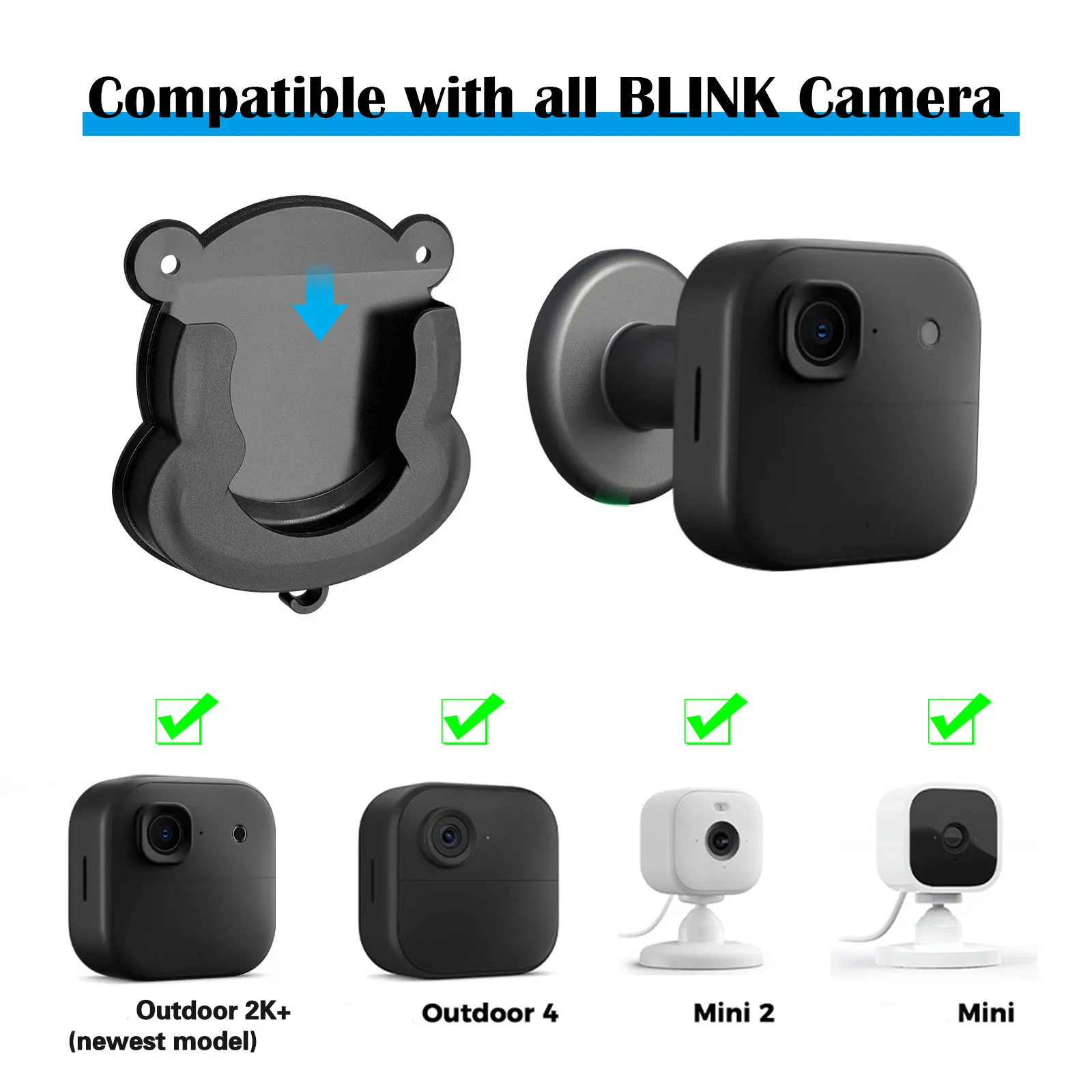 

3Pcs Drillable & Adhesive Wall Mount Bracket for Blink Mini /Mini 2/Outdoor 4/2K+/Indoor Camera Security Accessories