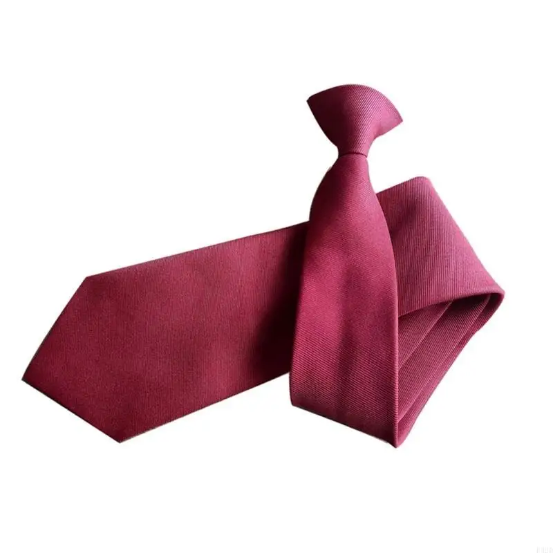 F92D Men Women Simple Clip on Tie Uniform Plain Solid Color Pre-Tied Party Necktie