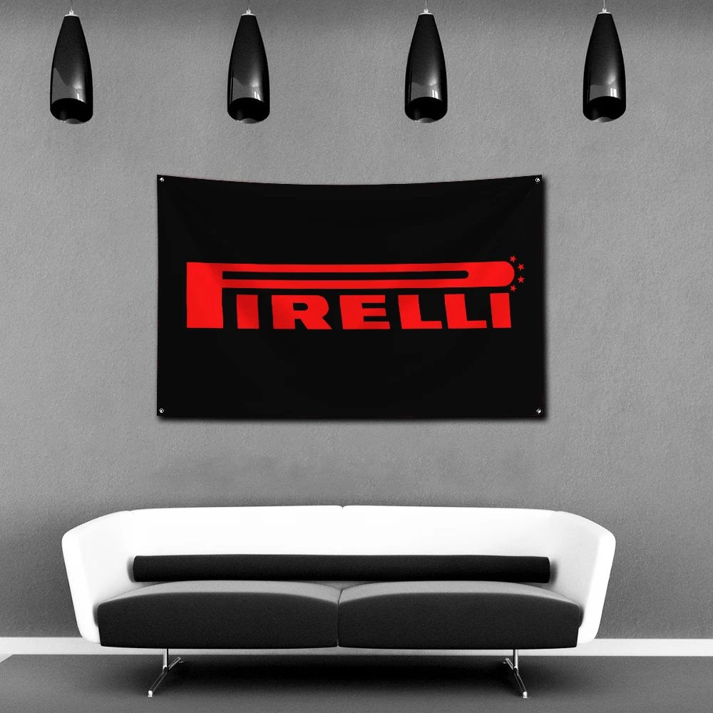 Pirellis Tyres Flag Polyester Digital Printing Banner 4 Sizes for Garage Wall Art Out Door Decoration With Brass Grommets