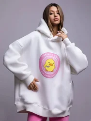 Bornladies-Sudadera con capucha deportiva holgada y cálida para mujer, sudadera informal con estampado, moda femenina, jerséis elegantes de gran tamaño para parejas