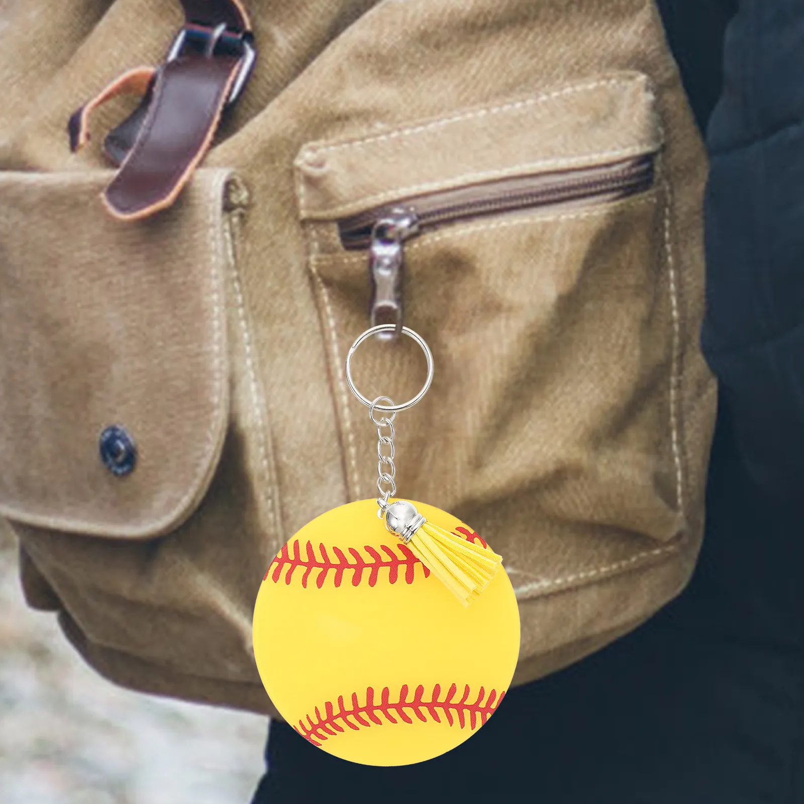 12Sets Baseball Keychain Acrylic Crafted Key Ring for Men Women Key Organizer Bag Charm Sports Gift Keychain Ring Baseball