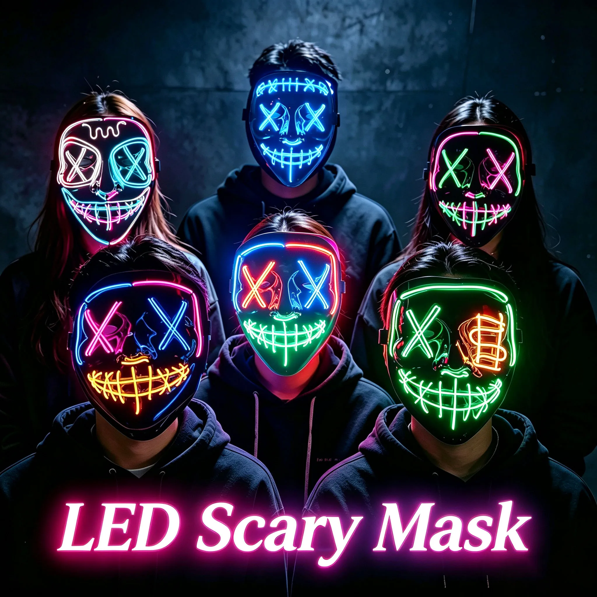 Led Purge Mask Halloween - Wireless Full Face Purge Mask Scary