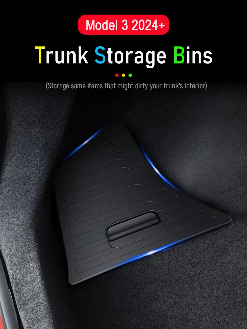 Kofferraum-Organizer-Aufbewahrungsbox Kompatibel mit Tesla Model 3 2024-2026, Seitlicher Laderaum-Aufbewahrungsbehälter, Wasserdichtes Reisezubehör – Detail 1