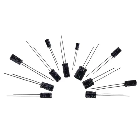 500Pcs 24 Values 16-50V 0.1-1000uF Metal Electrolytic Capacitors Low Voltage Capacitor Kit for TV LCD Monitor Radio Stereo Game