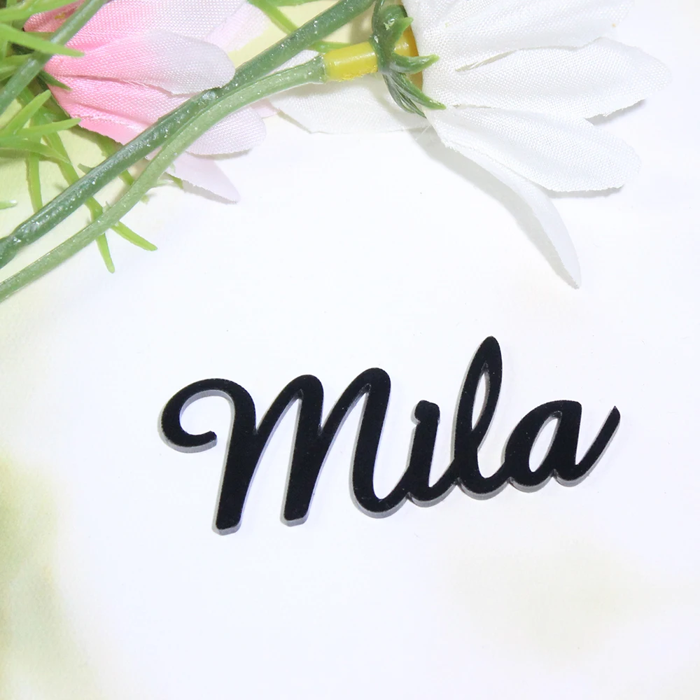 30/50/100Pcs Personalized Name Tag Acrylic Place Card Markers Tags Laser Cut Name Plate Wedding Candly Box Chocolate Baby Shower