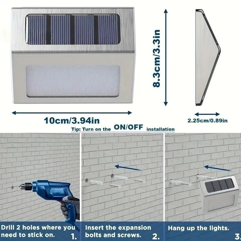 1/2/6/12PCS Solar Deck Lights Outdoor Wall Fence Stair Lighting Step Lights for Terrace Porch Walkway Garden