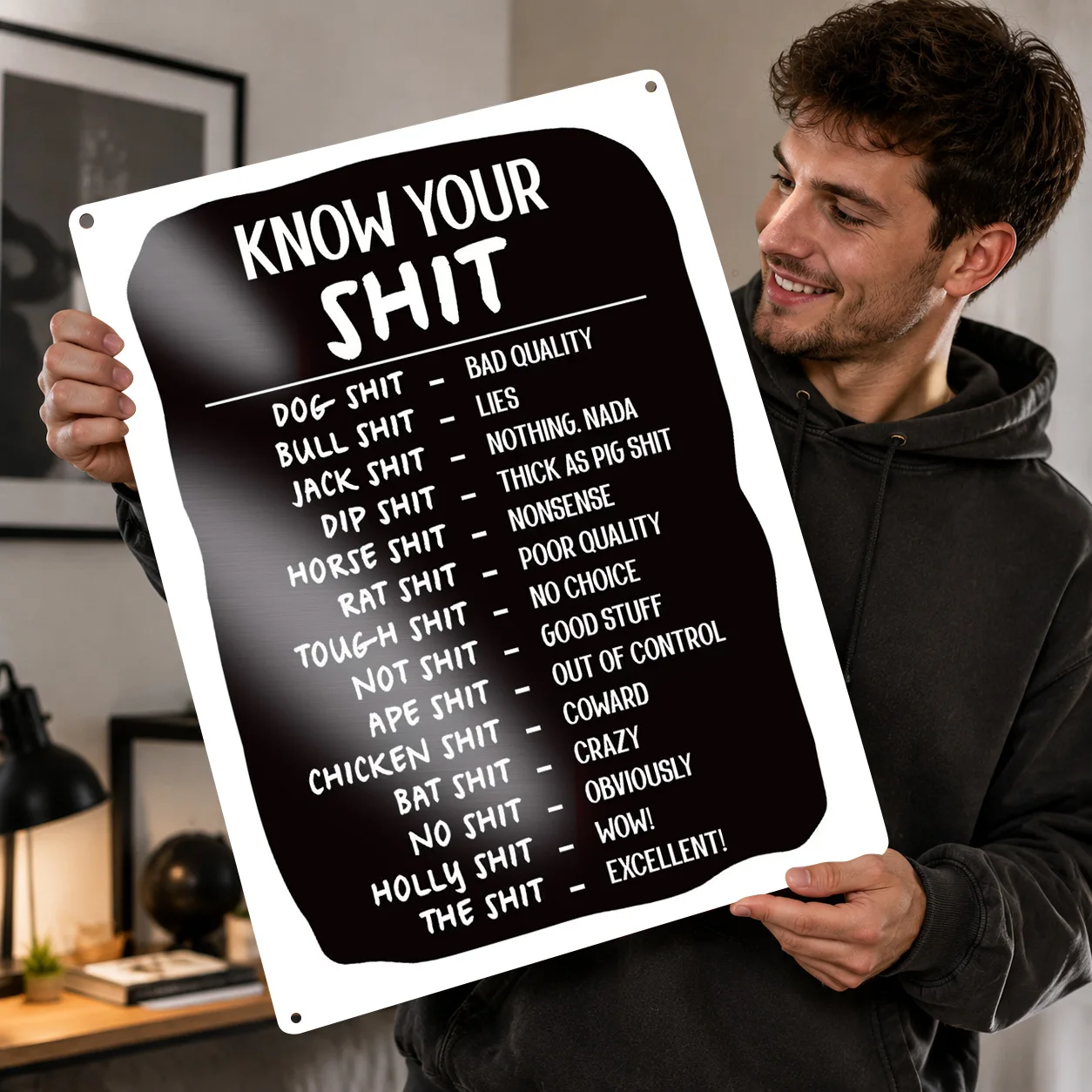 Know Your Shit Definitions Bathroom Humor Metal Poster Perfect Gift for Fans Lovers Personalized Wall Art Metal Sign for House
