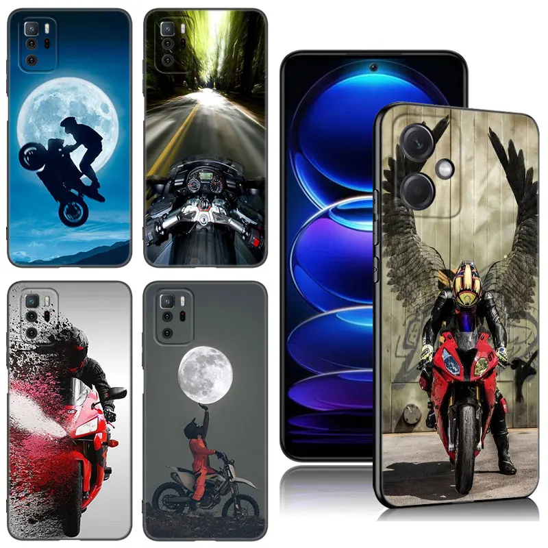 Moto Cross motorcycle sports Phone Case For Xiaomi Redmi Note 8 9 10 11 11E 11T 11S 12 Pro 4G Plus 5G 8T 9S 10S 12S Black Cover