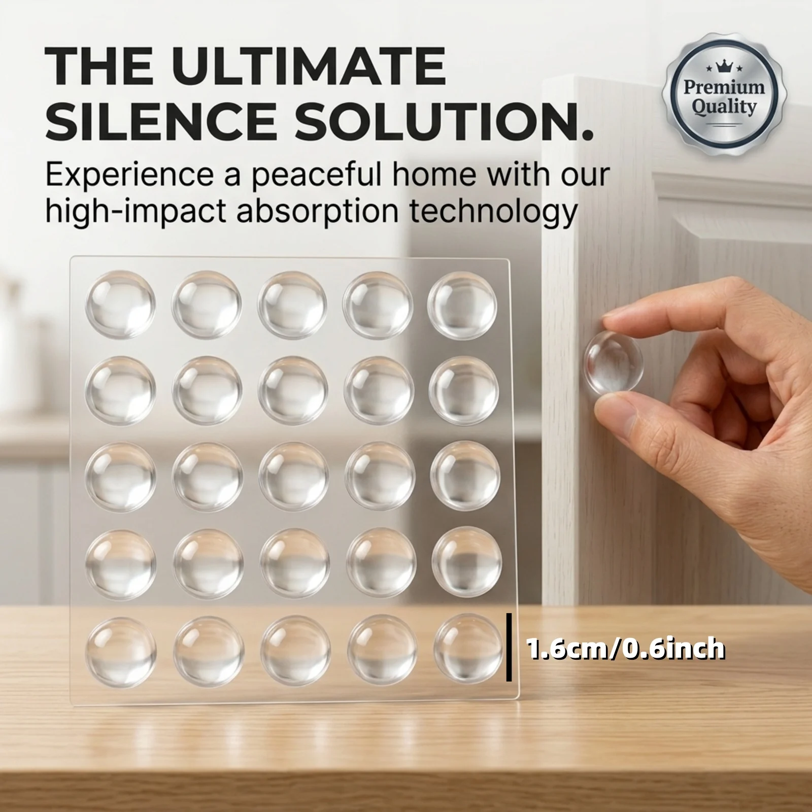 Clear Silicone Anti-Slip Noise Dampening Cushions, Self Adhesive Shock Absorbing Transparent Discreet Anti-Collision Bumper Pads