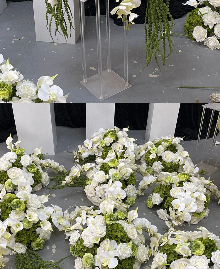 Grün-weiße Kunstblumenkugeln, Schaufensterdekoration, Seidenblumenkugeln, Tischdekoration für Hochzeitsdekoration, Wohnaccessoires – Detail 9