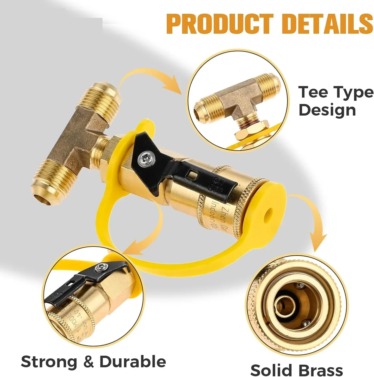 5pcs/kit Brass Tee Splitter 2-ways Quick Disconnect/Connect 1/4