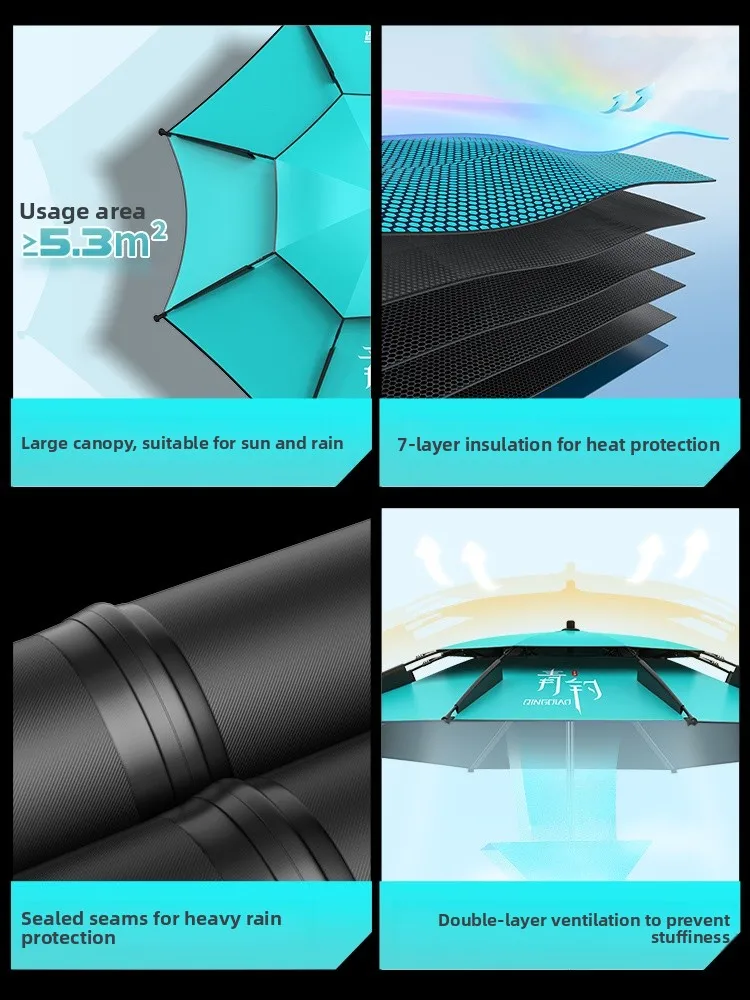 

Large Size Carbon Fiing Umbrella Multi-Directional Thiened Sunscreen Rainproof Fiing ade Umbrella Outdoor Cam Tra...