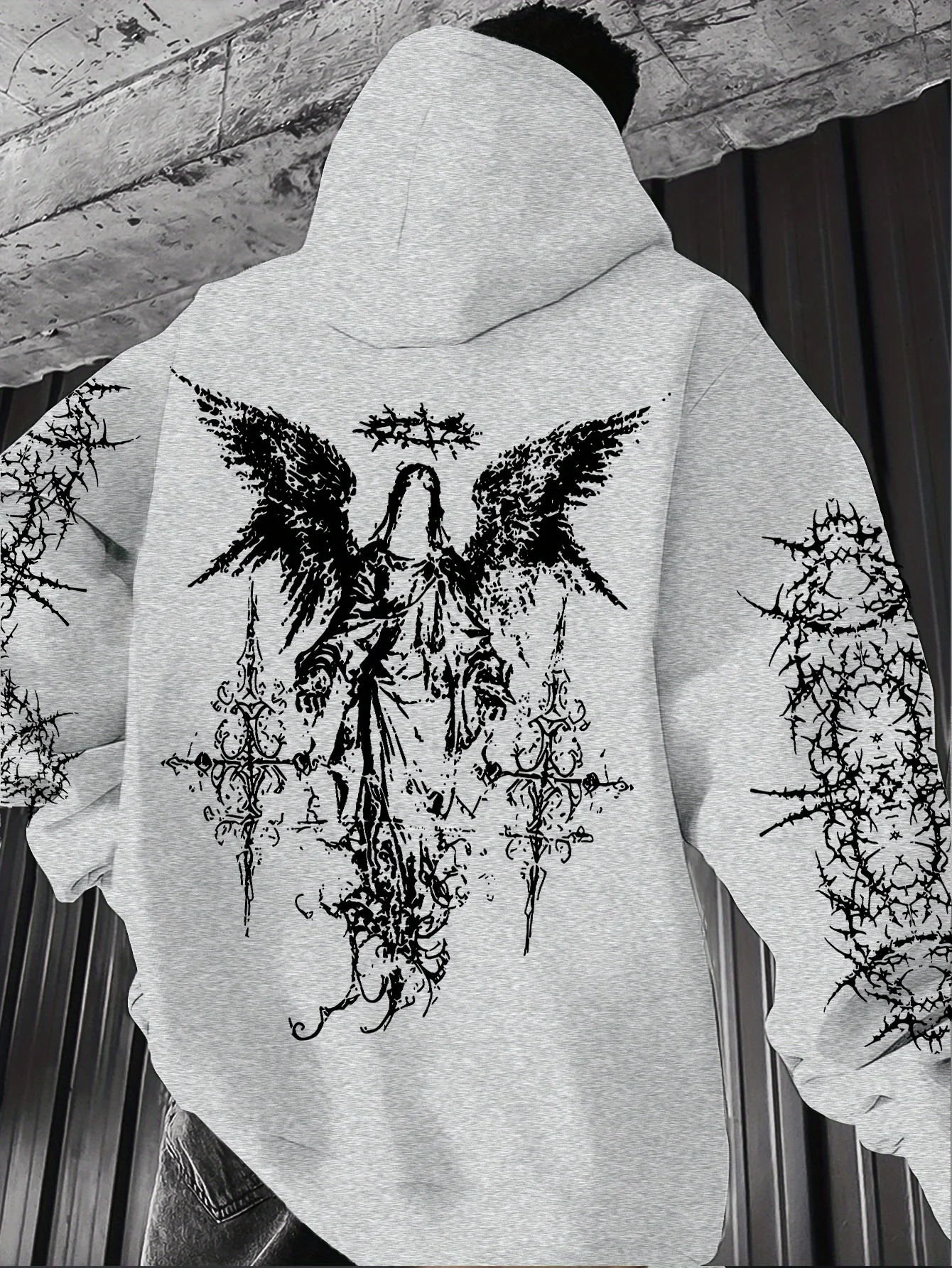 Hot selling autumn and winter men's Gothic angel print soft and