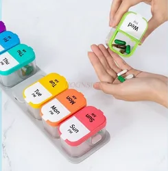 1set Weekly Pill Organizer Pill Case Container for Supplements Big Pill Holder Twice A Day Oversized Daily Medicine
