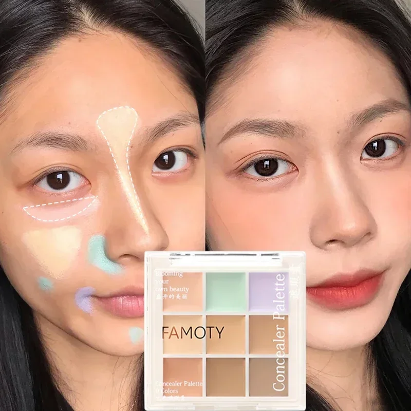 9 Colors Corrector Concealer Palette Lasting Moisturize Concealer Cream Bronzer Contouring Brightening Highlighter Face Color