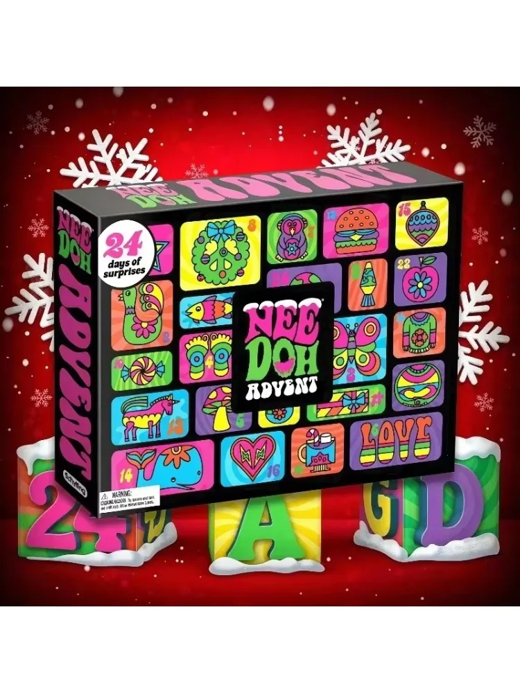 2026 NeeDoh Adventskalender 3D PVC Fidget-Spielzeug Weihnachts-Countdown-Kalender Überraschungsbox Stressabbau-Spielzeug Neujahrs-Erwachsenenspielzeug