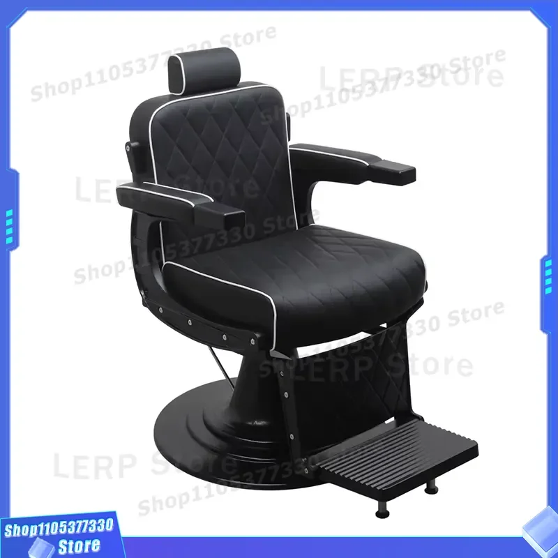 Professional Hydraulic Barber Chair Black Leather Base Heavy Duty Salon Equipment Styling Seat for Hairdresser Shop Furniture