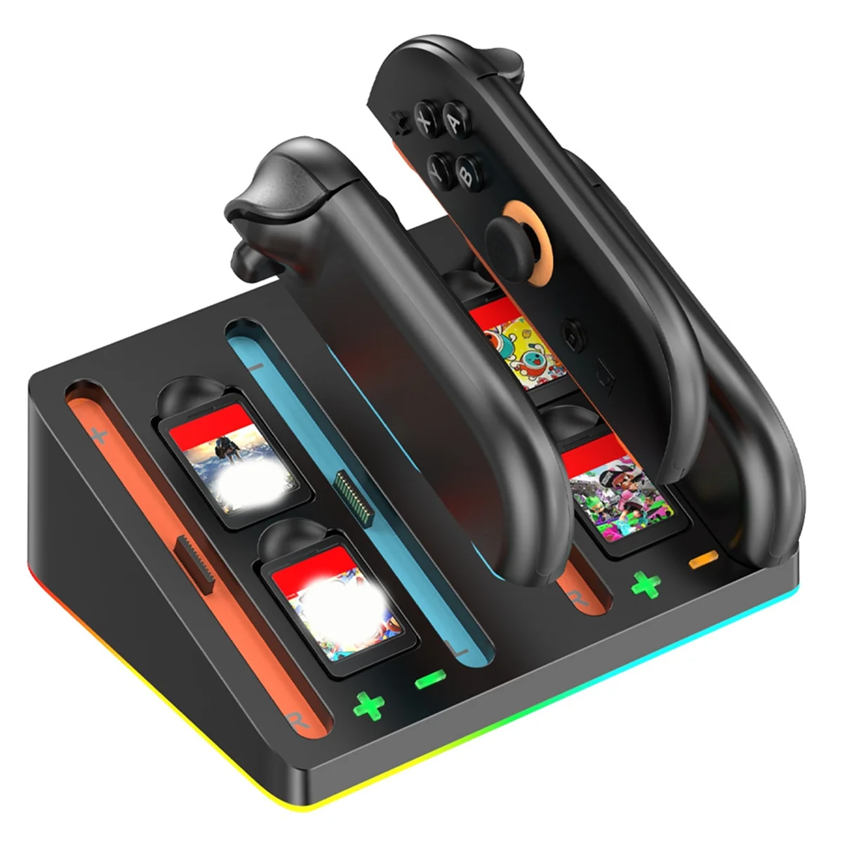 قاعدة شحن 3C جديدة للتبديل 2 مع 9 أوضاع إضاءة محطة شاحن مع 4 فتحات ألعاب بدون أربعة مقابض