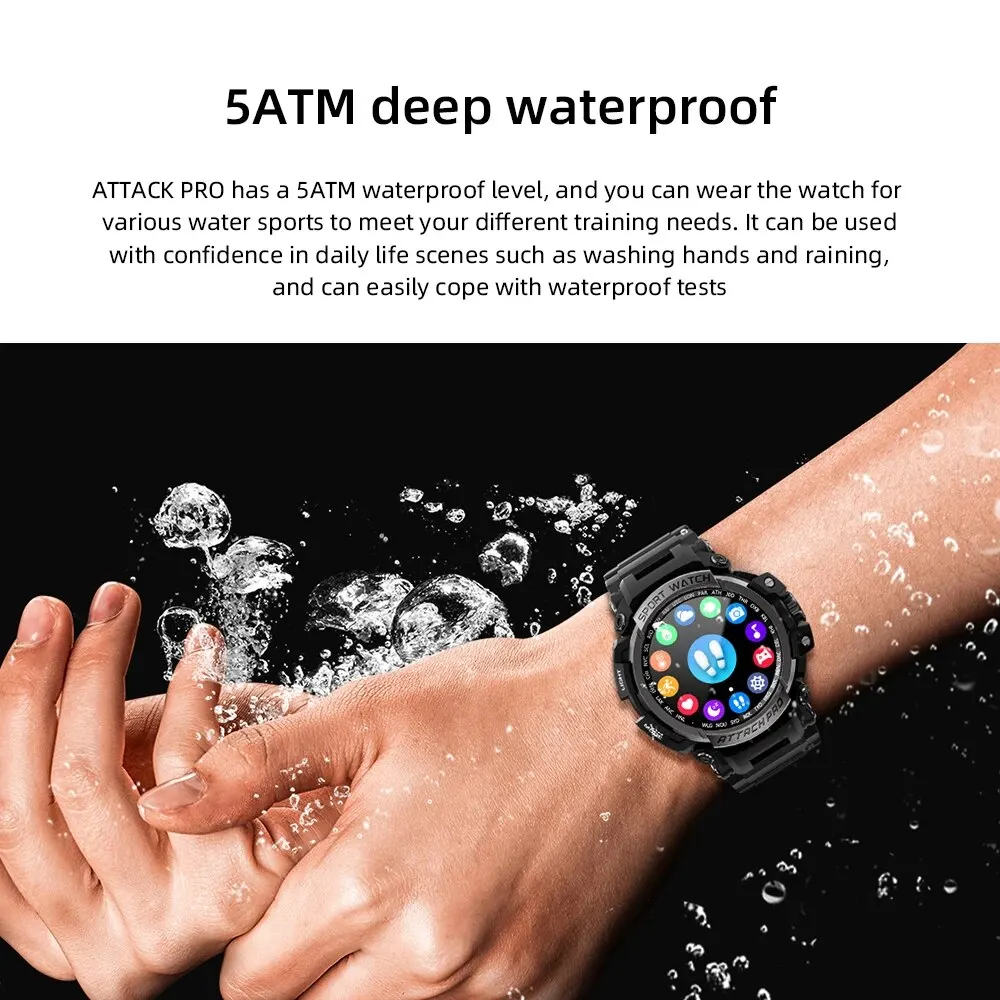 LOKMAT ATTACK PRO Smart Watch Outdoor Fitness Watch IP68 Health Detection Function Compatible with IOS and Android Systems